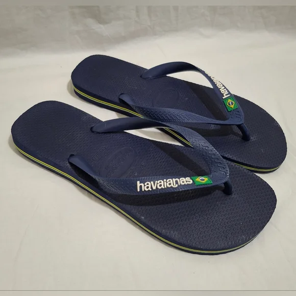 Havaianas Women's Brazil Logo Navy Flip Flops Size 9.5 To 10 41-42 - Picture 8 of 8
